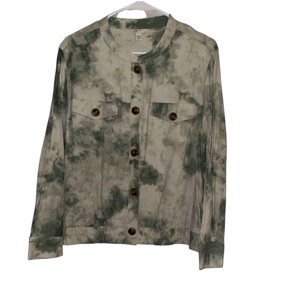 🌹NWOT:Cato Green Tie-Dye Button-Up Jacket - Picture 1 of 6